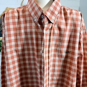 Southern Point Co. The Hadley Shirt. Casual Orange Plaid Button-Down Mens Shirt
